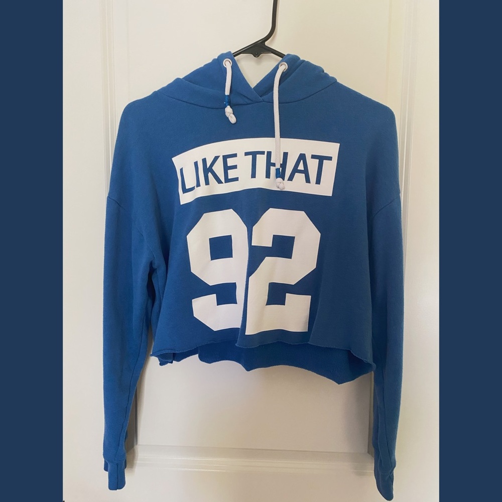Forever 21 Blue Cropped Hoodie